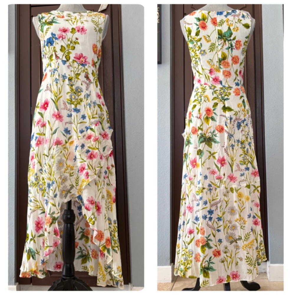 Derhy Botanical Embellished High Low Maxi Dress